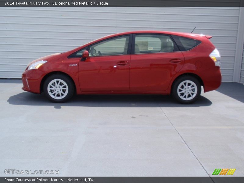 Barcelona Red Metallic / Bisque 2014 Toyota Prius v Two