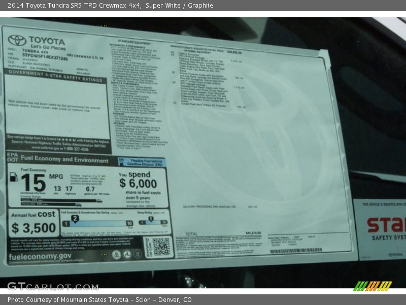 Super White / Graphite 2014 Toyota Tundra SR5 TRD Crewmax 4x4