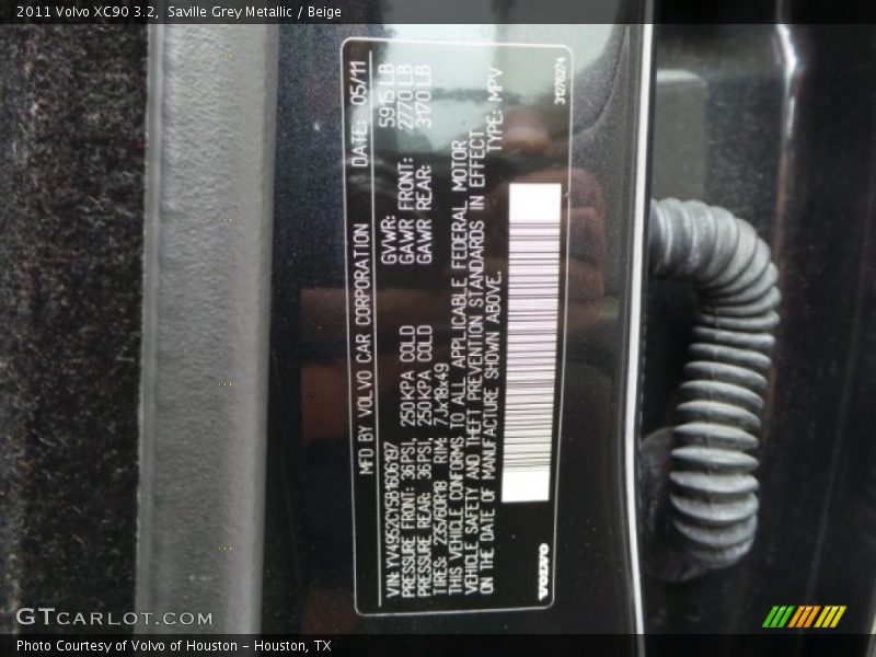 Saville Grey Metallic / Beige 2011 Volvo XC90 3.2