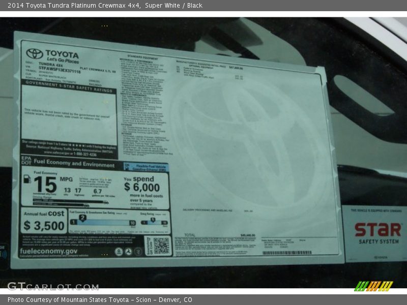 Super White / Black 2014 Toyota Tundra Platinum Crewmax 4x4