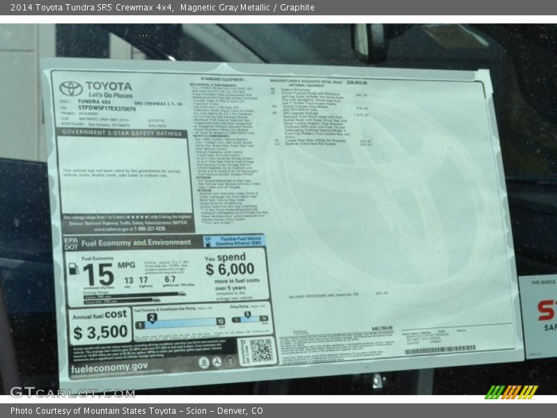 Magnetic Gray Metallic / Graphite 2014 Toyota Tundra SR5 Crewmax 4x4