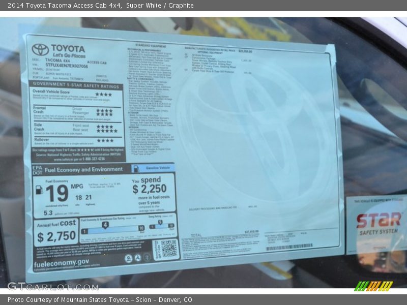 Super White / Graphite 2014 Toyota Tacoma Access Cab 4x4