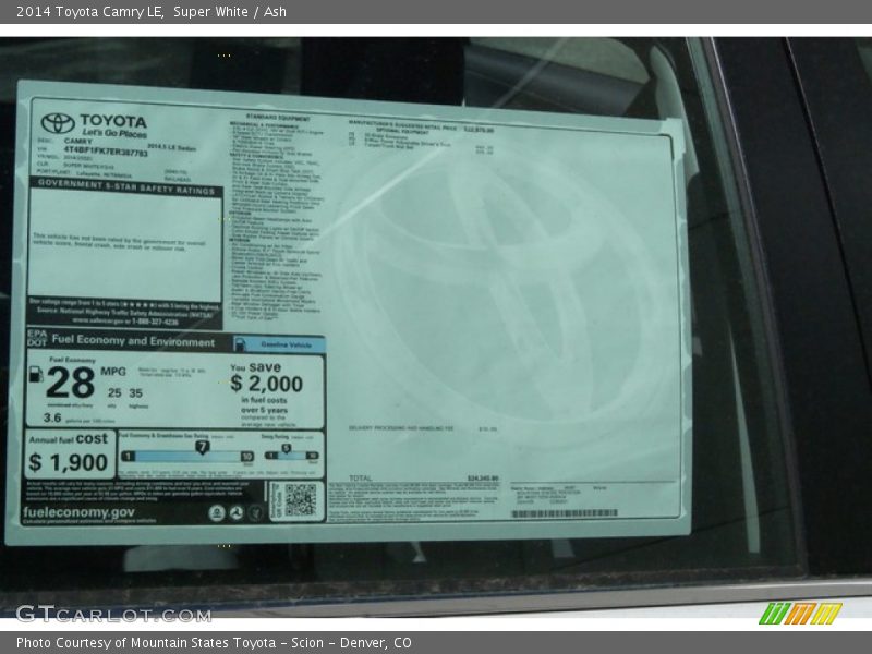 Super White / Ash 2014 Toyota Camry LE