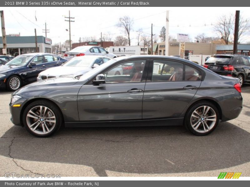 Mineral Grey Metallic / Coral Red/Black 2013 BMW 3 Series 335i xDrive Sedan