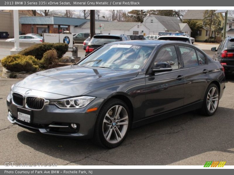 Mineral Grey Metallic / Coral Red/Black 2013 BMW 3 Series 335i xDrive Sedan