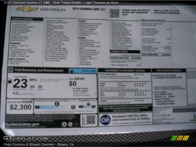 Silver Topaz Metallic / Light Titanium/Jet Black 2014 Chevrolet Equinox LT AWD
