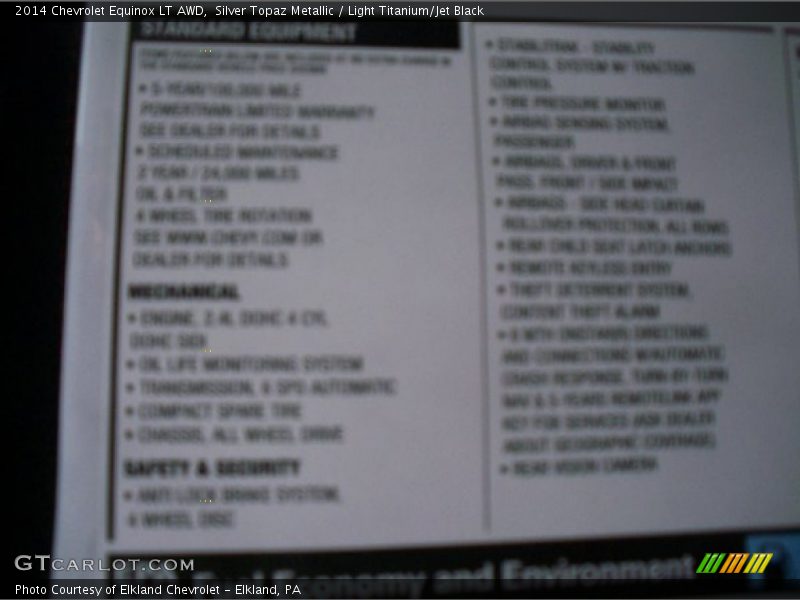 Silver Topaz Metallic / Light Titanium/Jet Black 2014 Chevrolet Equinox LT AWD
