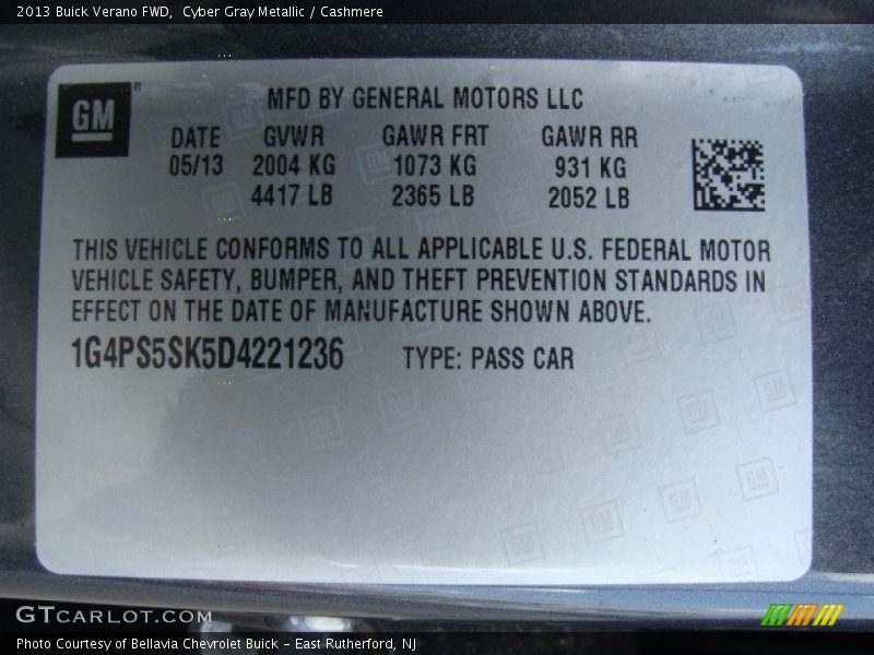 Cyber Gray Metallic / Cashmere 2013 Buick Verano FWD