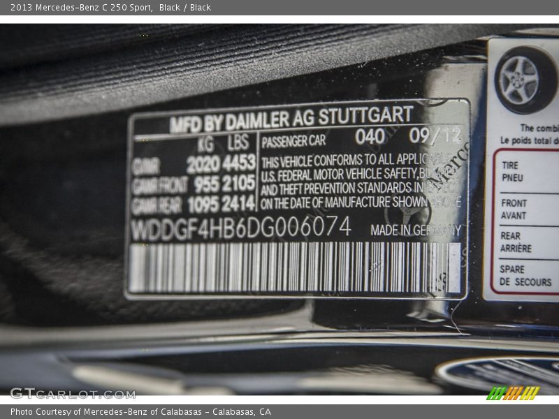 Black / Black 2013 Mercedes-Benz C 250 Sport