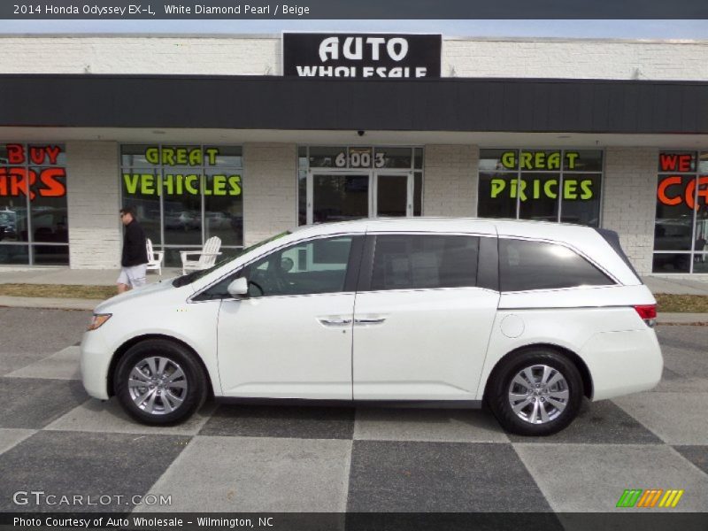 White Diamond Pearl / Beige 2014 Honda Odyssey EX-L