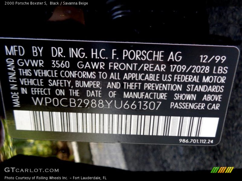 Black / Savanna Beige 2000 Porsche Boxster S