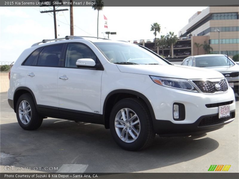 Snow White Pearl / Beige 2015 Kia Sorento LX AWD