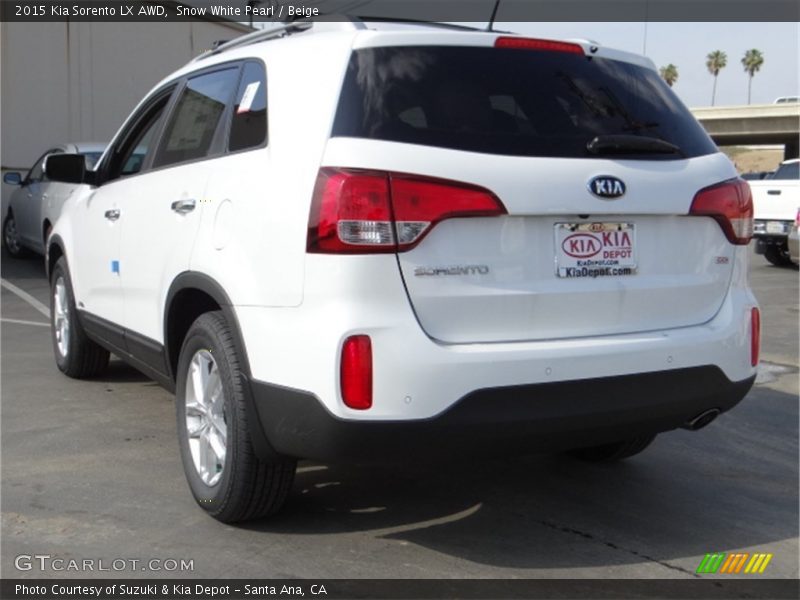 Snow White Pearl / Beige 2015 Kia Sorento LX AWD