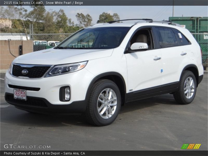 Snow White Pearl / Beige 2015 Kia Sorento LX AWD