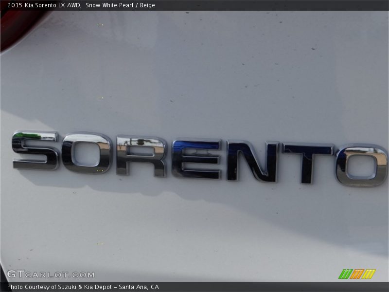 Snow White Pearl / Beige 2015 Kia Sorento LX AWD