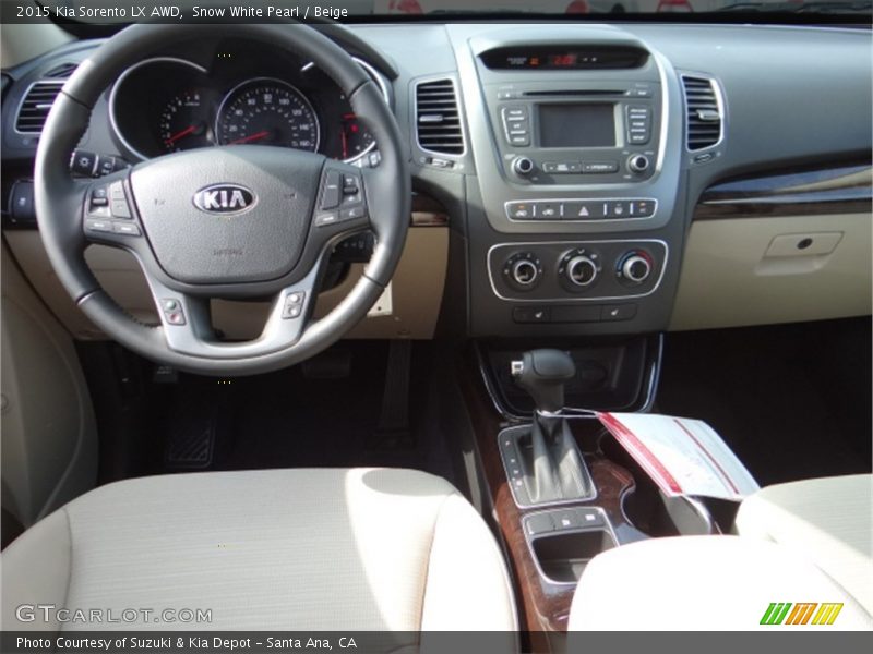 Snow White Pearl / Beige 2015 Kia Sorento LX AWD
