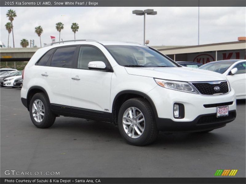 Snow White Pearl / Beige 2015 Kia Sorento LX AWD