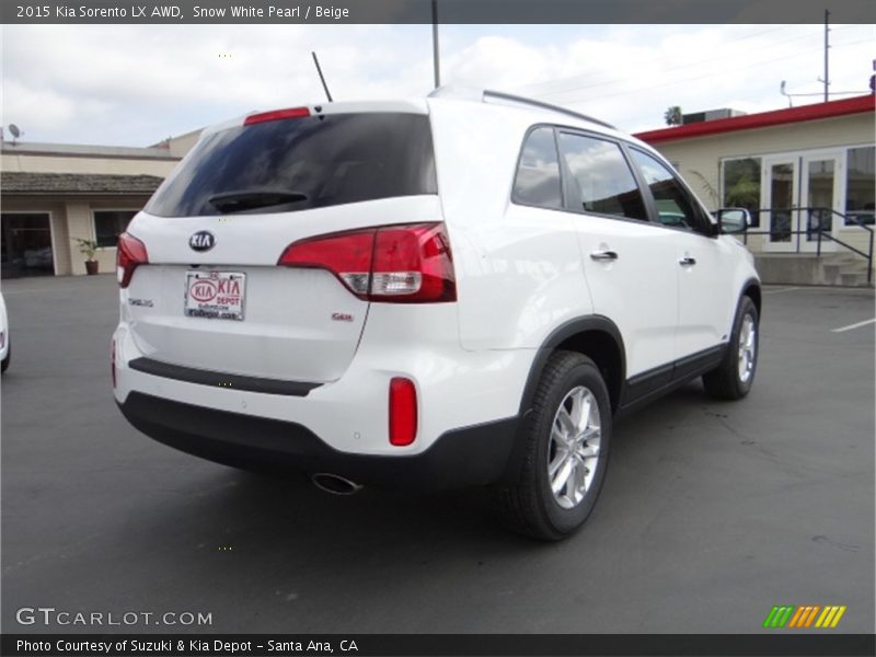 Snow White Pearl / Beige 2015 Kia Sorento LX AWD