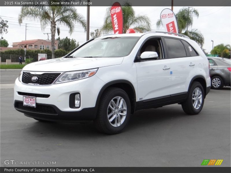 Snow White Pearl / Beige 2015 Kia Sorento LX AWD