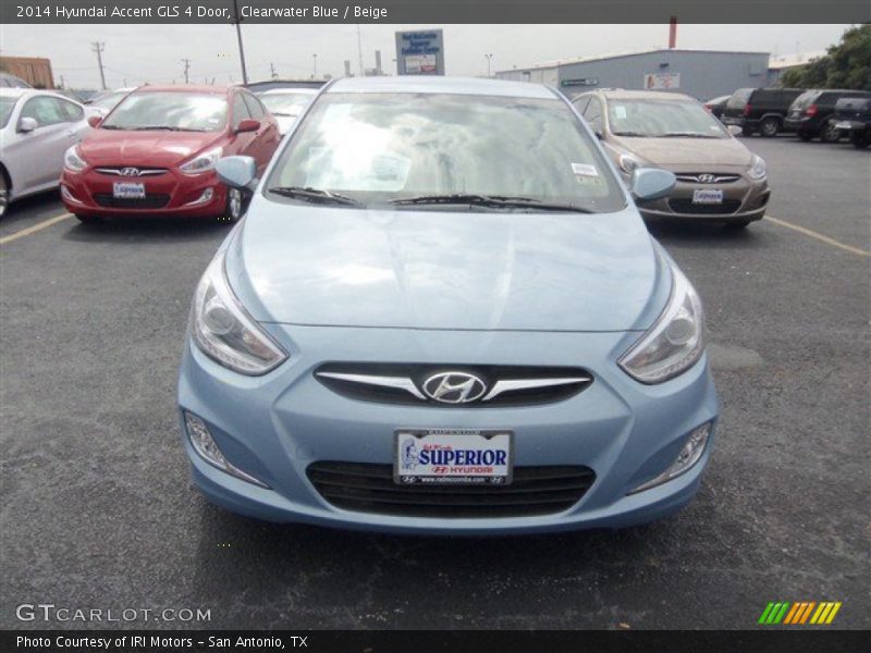 Clearwater Blue / Beige 2014 Hyundai Accent GLS 4 Door