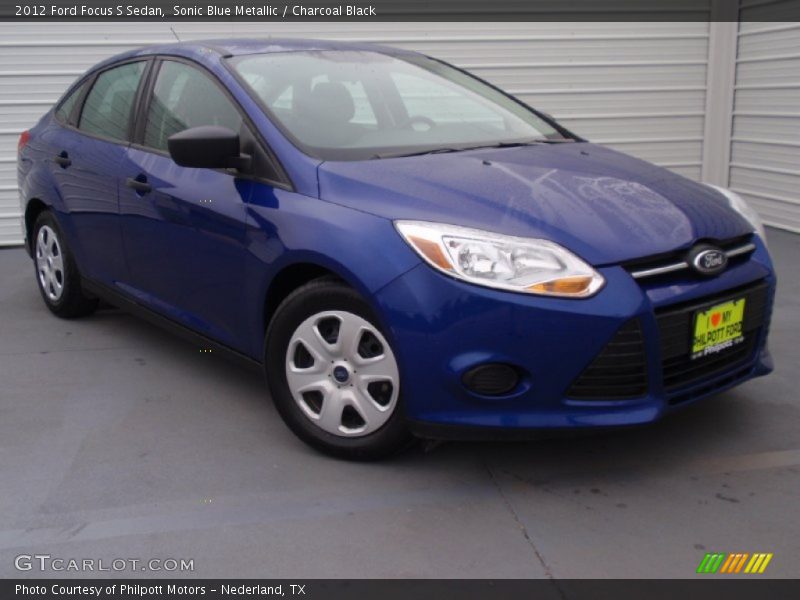 Sonic Blue Metallic / Charcoal Black 2012 Ford Focus S Sedan