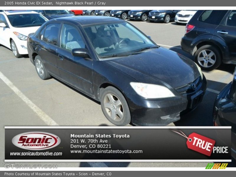 Nighthawk Black Pearl / Gray 2005 Honda Civic EX Sedan