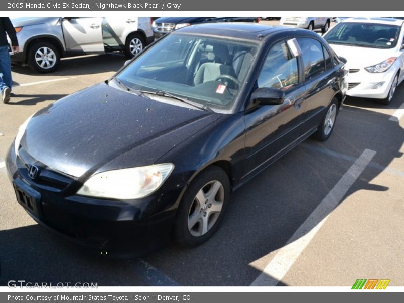Nighthawk Black Pearl / Gray 2005 Honda Civic EX Sedan