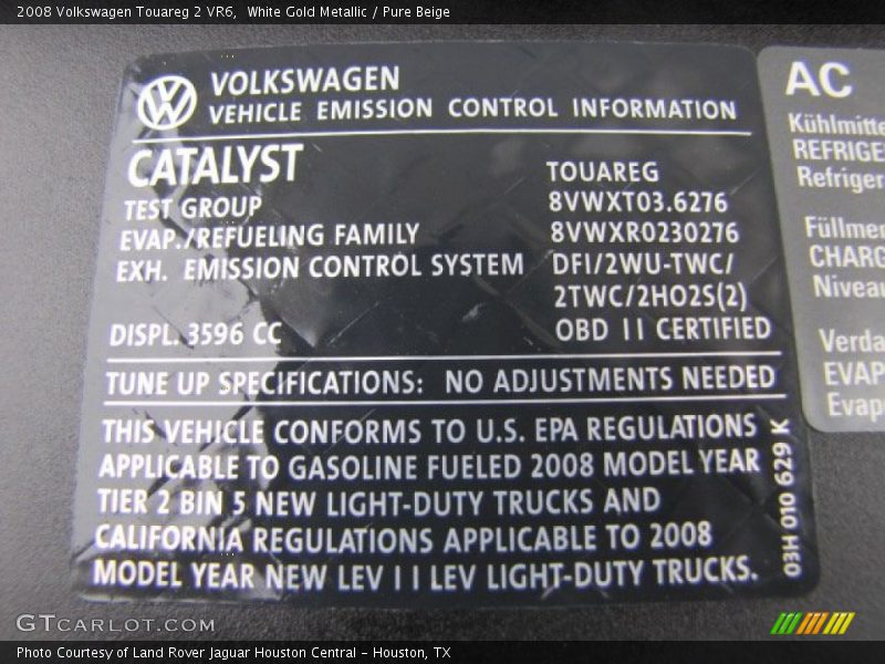 White Gold Metallic / Pure Beige 2008 Volkswagen Touareg 2 VR6