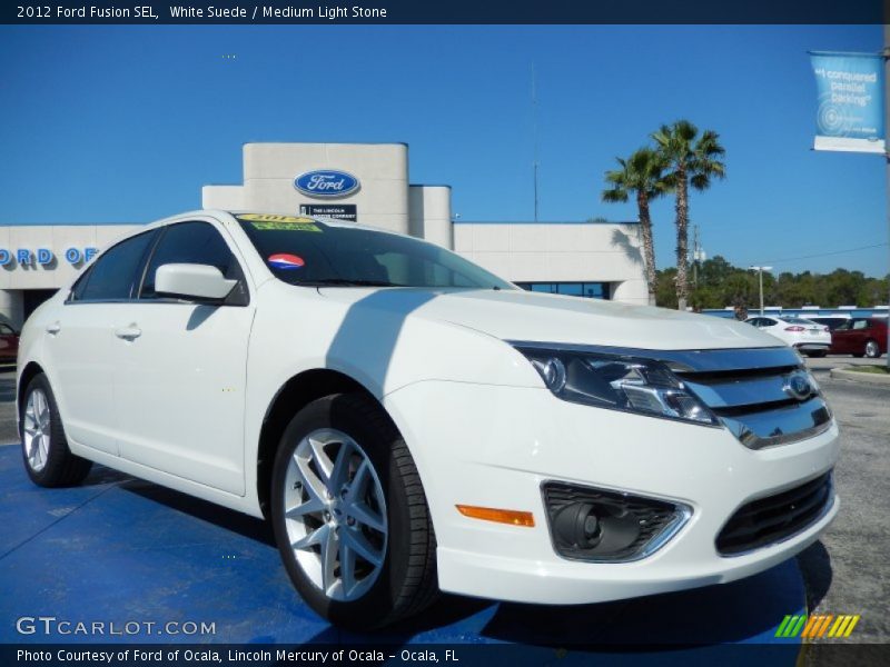 White Suede / Medium Light Stone 2012 Ford Fusion SEL