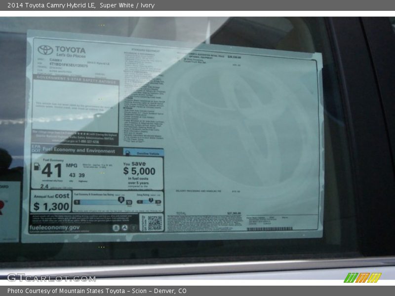 Super White / Ivory 2014 Toyota Camry Hybrid LE