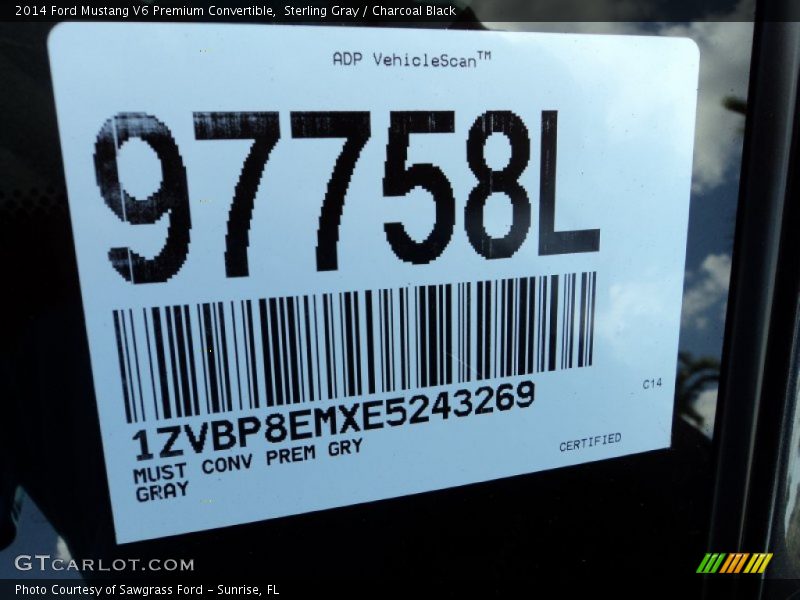 Sterling Gray / Charcoal Black 2014 Ford Mustang V6 Premium Convertible
