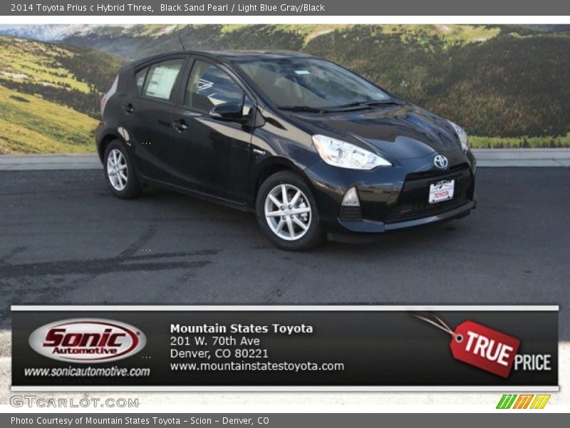 Black Sand Pearl / Light Blue Gray/Black 2014 Toyota Prius c Hybrid Three