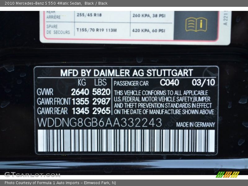 Black / Black 2010 Mercedes-Benz S 550 4Matic Sedan