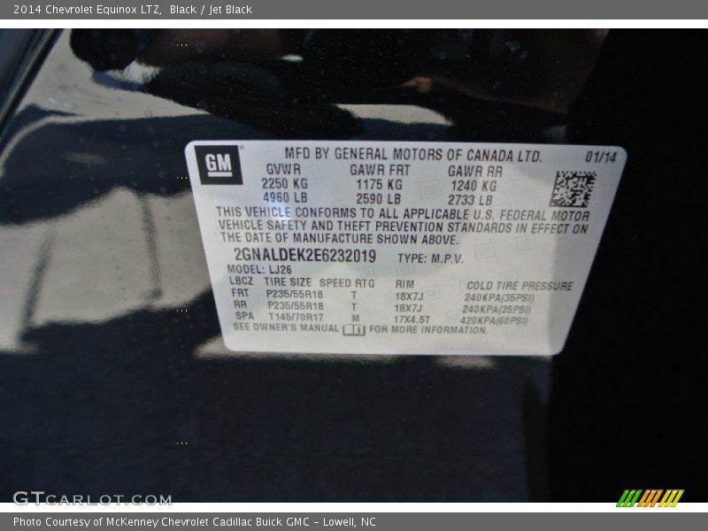 Black / Jet Black 2014 Chevrolet Equinox LTZ