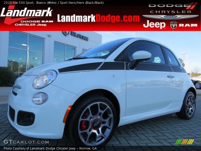 Bianco (White) / Sport Nero/Nero (Black/Black) 2013 Fiat 500 Sport