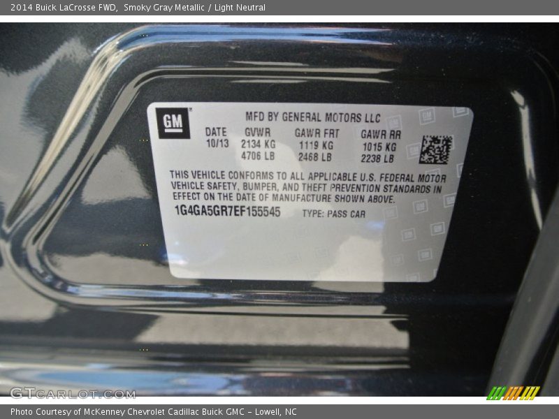 Smoky Gray Metallic / Light Neutral 2014 Buick LaCrosse FWD
