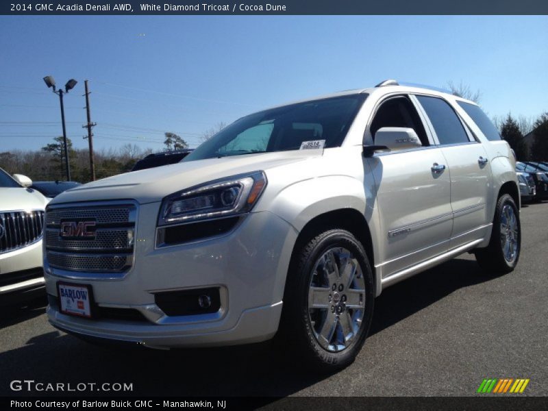 White Diamond Tricoat / Cocoa Dune 2014 GMC Acadia Denali AWD