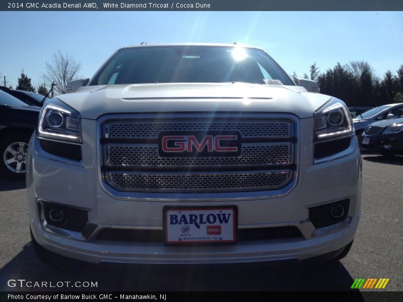 White Diamond Tricoat / Cocoa Dune 2014 GMC Acadia Denali AWD