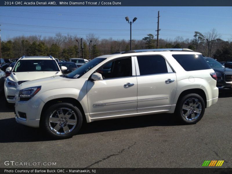 White Diamond Tricoat / Cocoa Dune 2014 GMC Acadia Denali AWD