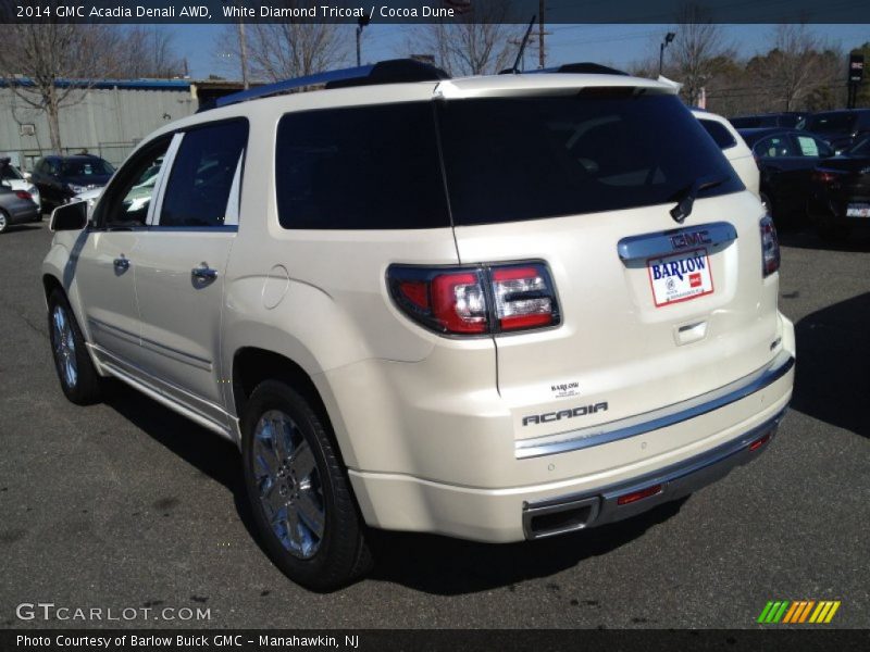 White Diamond Tricoat / Cocoa Dune 2014 GMC Acadia Denali AWD