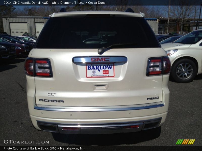 White Diamond Tricoat / Cocoa Dune 2014 GMC Acadia Denali AWD
