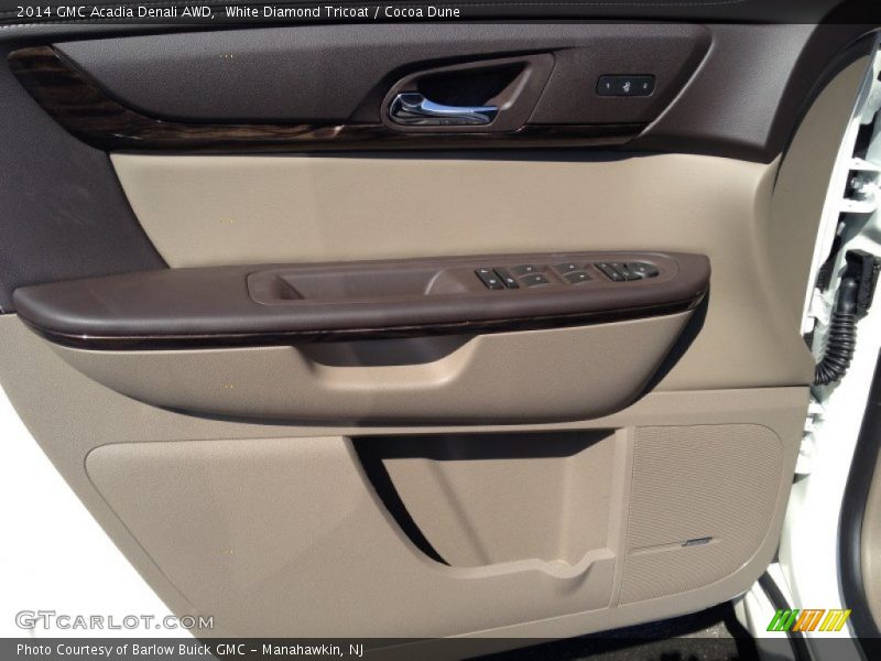 White Diamond Tricoat / Cocoa Dune 2014 GMC Acadia Denali AWD