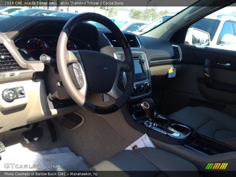 White Diamond Tricoat / Cocoa Dune 2014 GMC Acadia Denali AWD