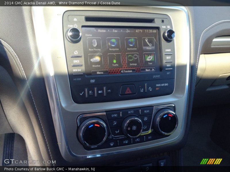 White Diamond Tricoat / Cocoa Dune 2014 GMC Acadia Denali AWD
