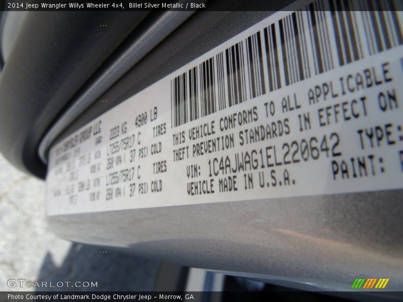 Billet Silver Metallic / Black 2014 Jeep Wrangler Willys Wheeler 4x4