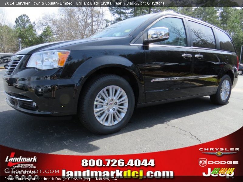 Brilliant Black Crystal Pearl / Black/Light Graystone 2014 Chrysler Town & Country Limited