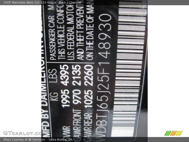 Black / Charcoal 2005 Mercedes-Benz CLK 320 Coupe
