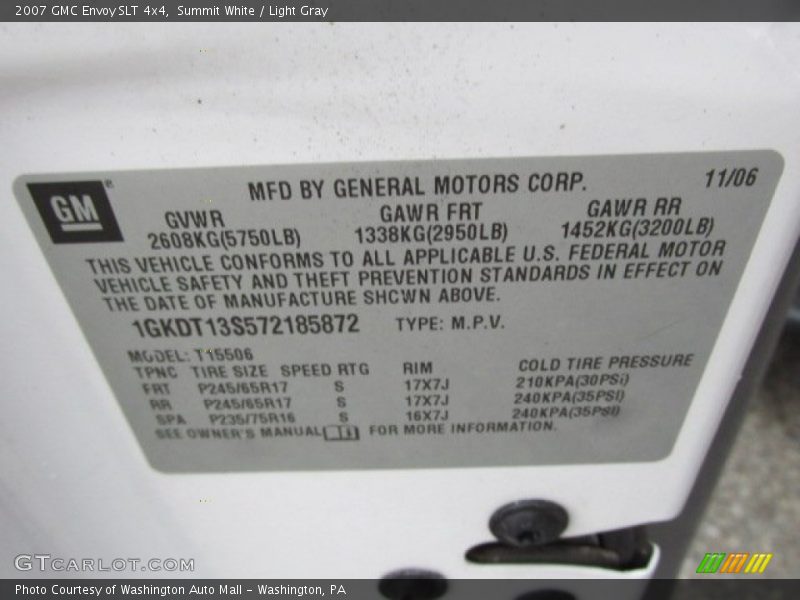 Summit White / Light Gray 2007 GMC Envoy SLT 4x4