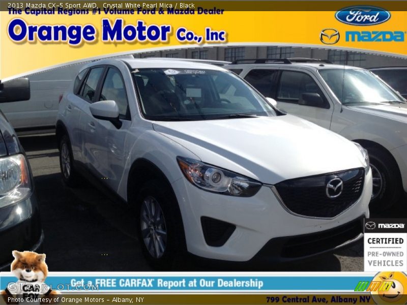 Crystal White Pearl Mica / Black 2013 Mazda CX-5 Sport AWD