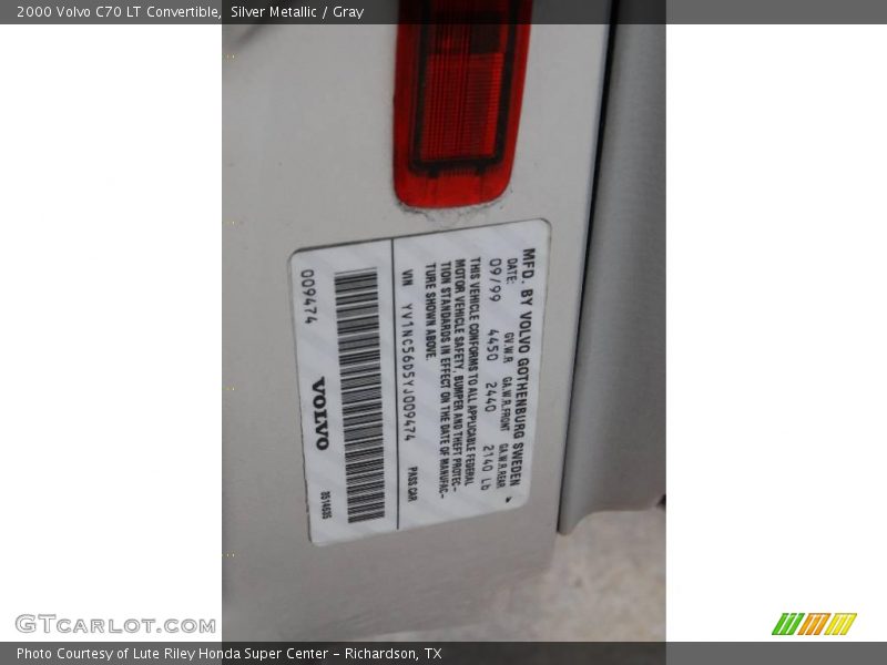 Silver Metallic / Gray 2000 Volvo C70 LT Convertible